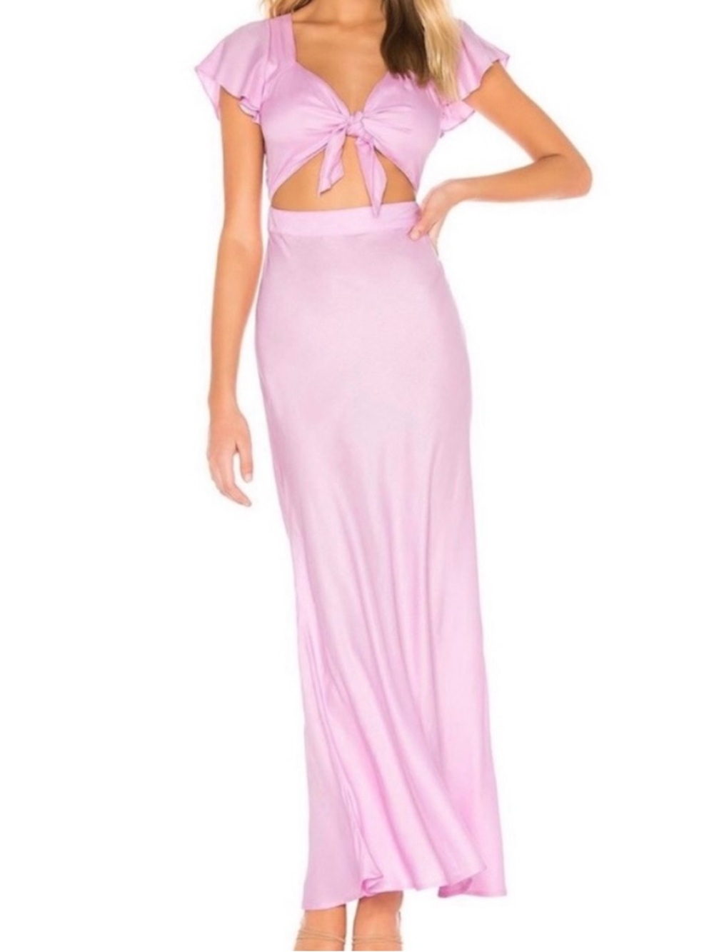 Cleobella Cutout Tie Front Maxi Dress Pink XS Wedding Resort Vacation Festival